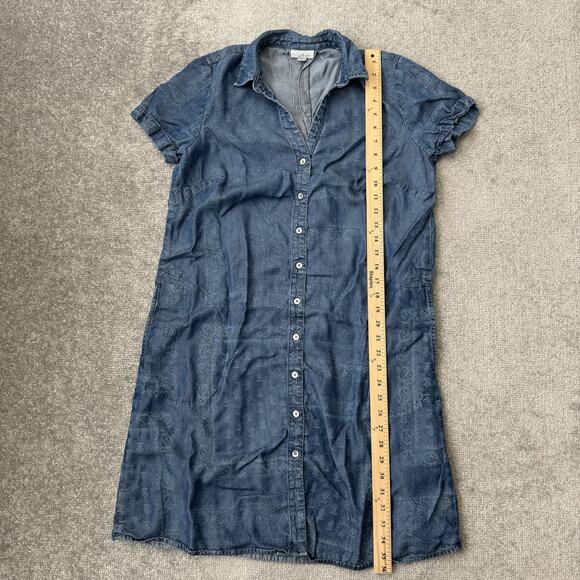 J Jill Denim Shirt Dress Womens Small Short Sleeve Button Front Tencel Lyocell - Picture 8 of 11